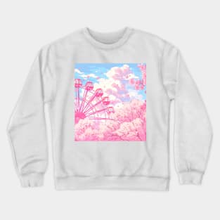 The Ferris Wheel,clouds and pink cherry blossom Crewneck Sweatshirt